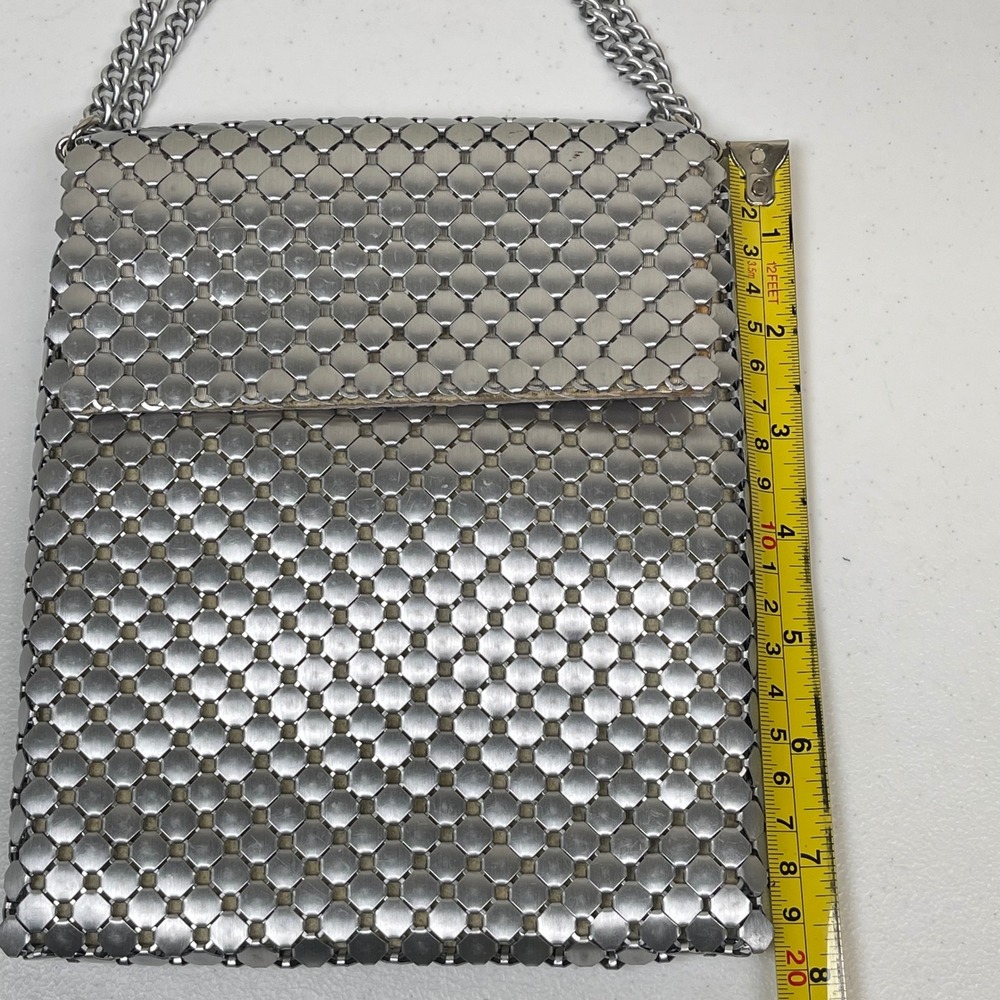 Whiting & Davis Mesh Crossbody Bag Silver Vintage Chainmail Armor Clutch 70s - Picture 10 of 10